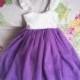 Ivory and Purple Flower Girls dress, Toddler girl dress, Baby girl dress, Girl birthday outfit, Rustic flower girl dresses.