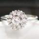 Vintage Art Deco Style Diamonds Engagement Ring - 18K White Gold
