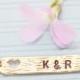 Gold or Rhodium Plated, Simple Personalized Stamped Initials on Brushed Rounded Heart Bar Charm, Necklace