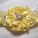 Yellow Wedding Garter, Canary Yellow Rose and Lace Daisies Garter, Bridal Garter with Rhinestone Center, Prom Garter