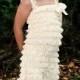 Rustic Flower Girl Dress Ivory Cream Country Flower Girl Dress Jr Bridesmaids PettiDress Dress Vintage Flower Girl Dress Shabby Chic Wedding