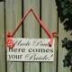 And They Lived Happily Ever After with Here Comes the Bride wood wedding sign for Ring Bearer Flower Girl DOUBLE SIDED