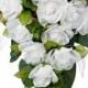 White Silk Rose Cascade - Silk Bridal Wedding Bouquet