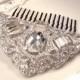 1920s Bridal Hair Accessory, Gatsby HeadPiece Art Deco Silver Rhinestone Antique Fan Clip to OOAK Flapper Hair Comb Vintage Wedding Haircomb
