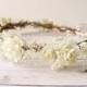 Baby's breath flower crown, Rustic wedding hair accessories, Bridal headpiece, Ivory wreath, Floral headband - MERINGUE