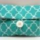 ON SALE Turquoise Makeup Bag Foldover Clutch Turquoise Wedding Bridesmaid Gift