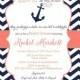 navy and coral wedding shower invitations - nautical bridal shower invite - anchor _81