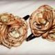 Vintage music paper flowers, hair clips. Set of 2