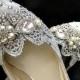 Margaret ... Silver Lacy Wedding Shoes ... crystal and pearl embellishments