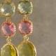 Prasiolite, Lavender, and Apple Green Earrings, Bridesmaid Earrings, Gold Bridesmaid Earrings, Wedding Earrings (4624)