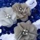 Sale ((LOOK)). Grey/ charcoal wedding garter / chiffon flower / wedding garter set / bridal  garter/  lace garter / toss garter included /