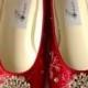 Red snowflake ballerina flat, rhinestone ballerina flat  Shoe, Ballerina Bridal Shoe, Sale , red Christmas wedding