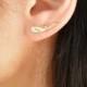 14k Solid Gold Ear Cuff, Silver Ear Cuff, Minimalist Ear Cuff, Curved Ear Crawler, Ear Climber, Wedding Studs, Simple Ear Cuff, Gold Jewelry