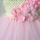 Light Pink and Ivory Lace Flower Girl Dress