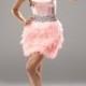 Brilliant Sheath Sweetheart Satin and Beading Mini-Length Prom DressSKU: PD00086-FL