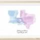 Watercolor Wedding Guest Book Alternative, Custom Wedding Map With Your Two States