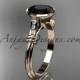 14k rose gold diamond wedding ring,engagement ring with Black Diamond center stone ADLR23