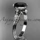 14k white gold diamond wedding ring,engagement ring with Black Diamond center stone ADLR23