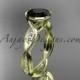 14k yellow gold diamond wedding ring,engagement ring with Black Diamond center stone ADLR24