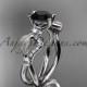 platinum diamond leaf and vine wedding ring, engagement ring with Black Diamond center stone ADLR68