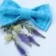 EMBROIDERED bright blue bow tie Men's ties For wedding in shades of blue Great to wear with vivid yellow stuff Stylish Fashionable For groom
