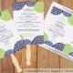DiY Wedding Fan Program Template - DOWNLOAD Instantly - EDITABLE TEXT - Chrysanthemum (Navy Blue & Lime) 5 x 7 - Microsoft® Word Format