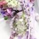 Radiant Orchid Victorian Cascading Bridal Bouquet with beaded fringe & trims in purples, lavender, burgundy plum and ivory - READY TO SHIP