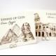 Wedding Table Cards - Famous Landmarks of the World Travel Theme Table Number Cards