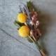 Boutonneire made with Billy Buttons and dried Lavender, for your groom, best man or ushers.
