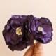 Purple Wedding Head Piece, Purple Plum Bridal Wedding Flower Comb Rhinestone Flower Hairpiece Wedding Accessories Purple Wedding Fascinator