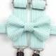 Mint Seersucker Bow Tie & Suspenders, mint stripe bow tie, mint bowtie, mint suspenders, seafoam suspenders, ring bearer outfit, Grayed Jade