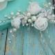 WEDDING HAIR PIN, bridal hair accessories, pearl flower rhinestone hairpin, bridal hair pearl, bridal hairpins, wedding hairpins,headpieces