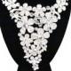 Rhinestone Crystal Floral Necklace, Bridal Statement Necklace, Rhinestone Wedding Necklace, Rhinestone Evening Necklace