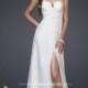 Ivory Strapless Plunging V Neck Pleated Long Front Slit Bridal Dress Sale