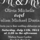 Olivia: Chalkboard Design Theme Modern Wedding Invitation Suite RSVP Black And White Fancy Non Traditional Unique