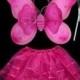 Beautiful Hot Pink Butterfly Wings and Wand for Baby Girls