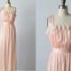 Vintage 1940s Nightgown / 40s Lingerie / Peach Satin  / Boudoir
