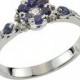 Sapphire Ring, Sapphire Engagement Ring, Elegant Floral Sapphire Diamond Engagement Ring, Sapphire Jewelry, 18K Gold, Wedding Ring