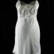 Size 18 Satin Full Slip - XL 1950s Lingerie - White Bias Cut - Cutwork Lace Flowers Embroidery - Barbizon - Deadstock - Bust 44.5 - 43729-1