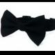 Black bow tie and collar set, black dog bow tie collar, black cat collar bow tie, solid black wedding bow tie collar set