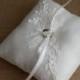 Wedding Ring Pillow, Ring Bearer Pillow, ring cushion for rustic wedding, made from ivory duchess satin and applique