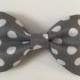 Grey and white boys bow tie, ring bearer bow tie, fabric bow tie, 
