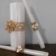 Rustic Wedding Unity Candle Set Ivory or White Burlap and Twine Personalized Burlap Flowers
