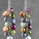 Colorful pearl dangling chandelier earrings Bridesmaid gifts Free US Shipping handmade Anni designs