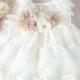 Ivory Flower Girl Dress/Shabby Chic Flower Girl /Wheat Cream Flower Girl/Country Wedding-lvory-Champagne Flower Girl Dress-Shabby Chic Dress