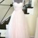 Blush organza and soft white lace 2 piece wedding dress- sample sale-free shipping USA