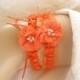 SALE Sale Halloween Wedding Garter , Orange Wedding Garter Set, with Toss Garter, Halloween Bridal Garter