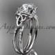 14kt white gold diamond celtic trinity knot wedding ring, engagement ring CT7155
