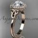 14kt rose gold diamond celtic trinity knot wedding ring, engagement ring CT7157