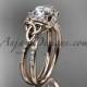 14kt rose gold diamond celtic trinity knot wedding ring, engagement ring CT7155